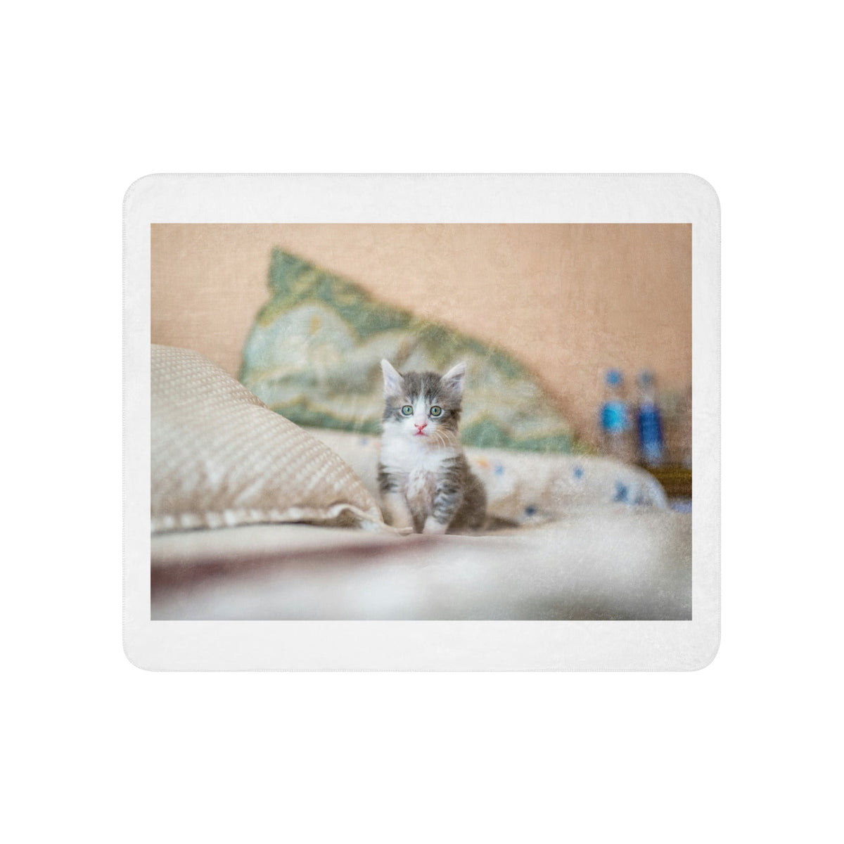 Plaid sherpa personnalisé avec la photo d'un chat