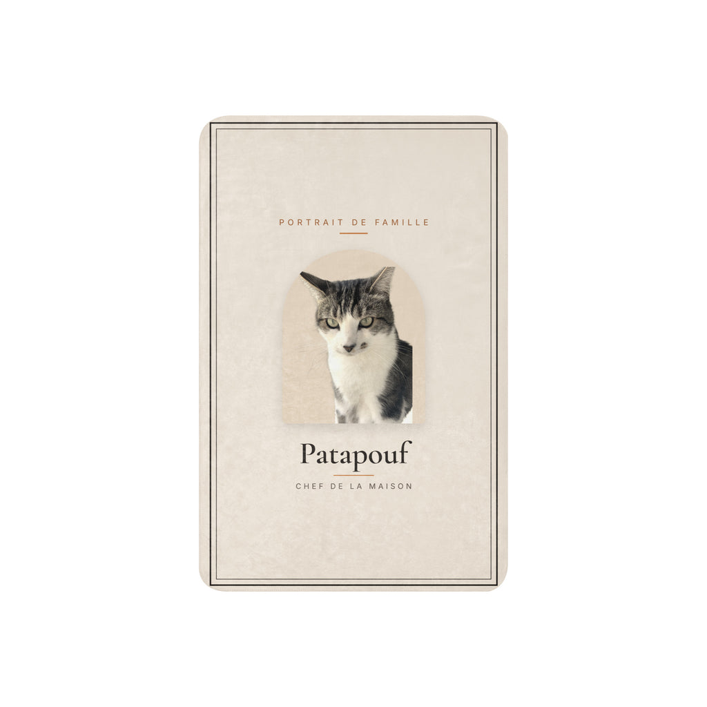 Plaid sherpa personnalisé avec le portrait de votre chat, face imprimée