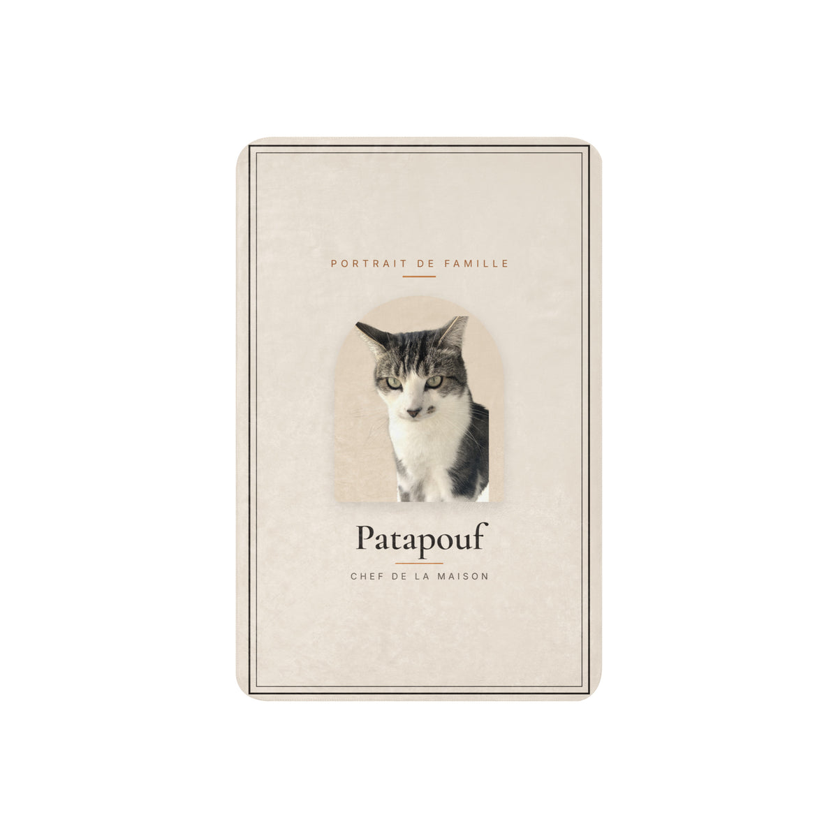 Plaid sherpa personnalisé avec le portrait de votre chat, face imprimée