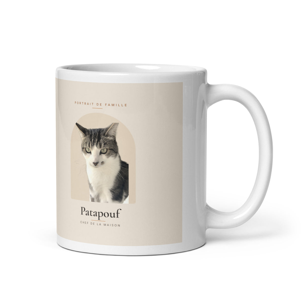 Mug personnalisé avec le portrait de votre chat, céramique blanche 33 cl