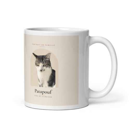 Mug personnalisé avec le portrait de votre chat, céramique blanche 33 cl